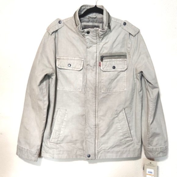 NWT Levi's Modern Fit Washed Cotton Military Field Jacket Men's Small MSRP $150 - Picture 1 of 14